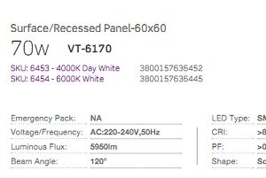 Pannello LED da Superficie 60x60 70w Luce Natura 4000°k 5950 Lumen